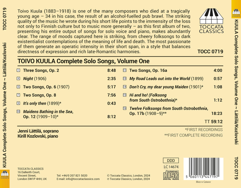 Kuula: Complete Solo Songs, Vol. 1