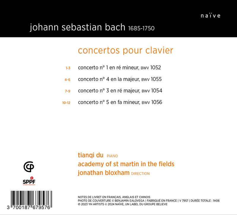Bach: Concertos for Keyboard / Tianqi Du, Bloxham, ASMF