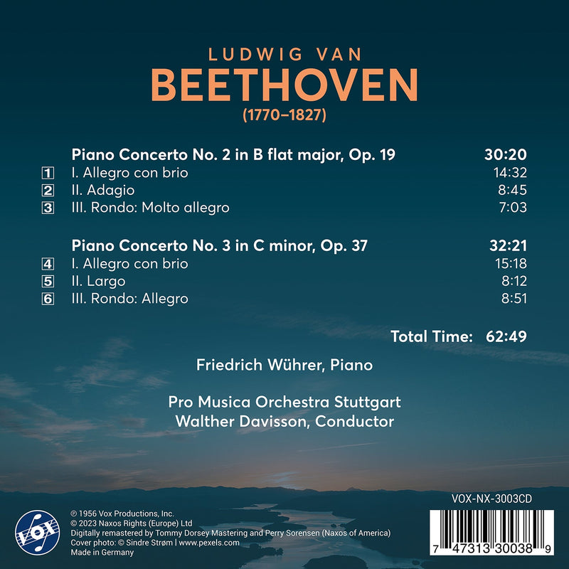 Beethoven: Piano Concertos Nos. 2 & 3 / Wührer, Davisson, Stuttgart Pro Musica Orchestra