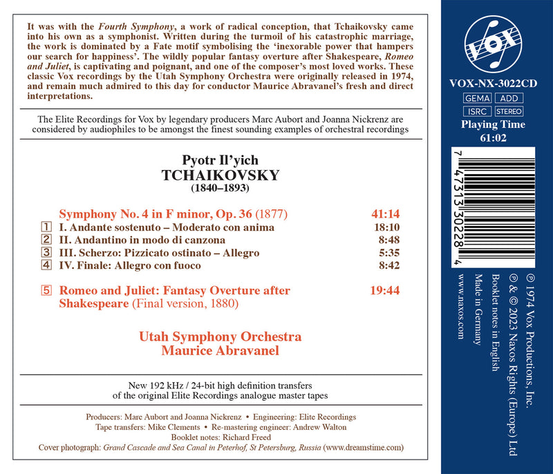 Tchaikovsky: Symphony No. 4; Romeo & Juliet / Abravanel, Utah Symphony