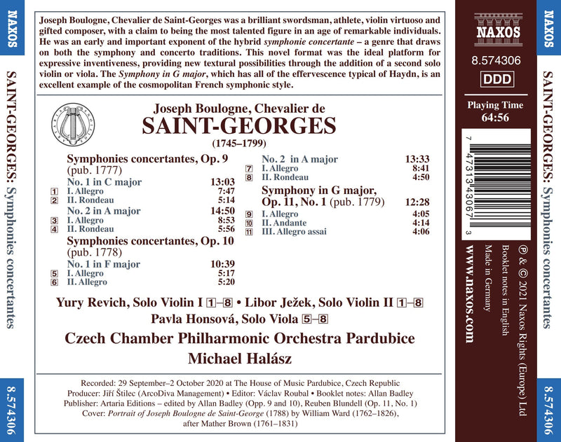 Saint-Georges: Symphonies Concertantes, Symphony in G / Halász, Czech Chamber Philharmonic
