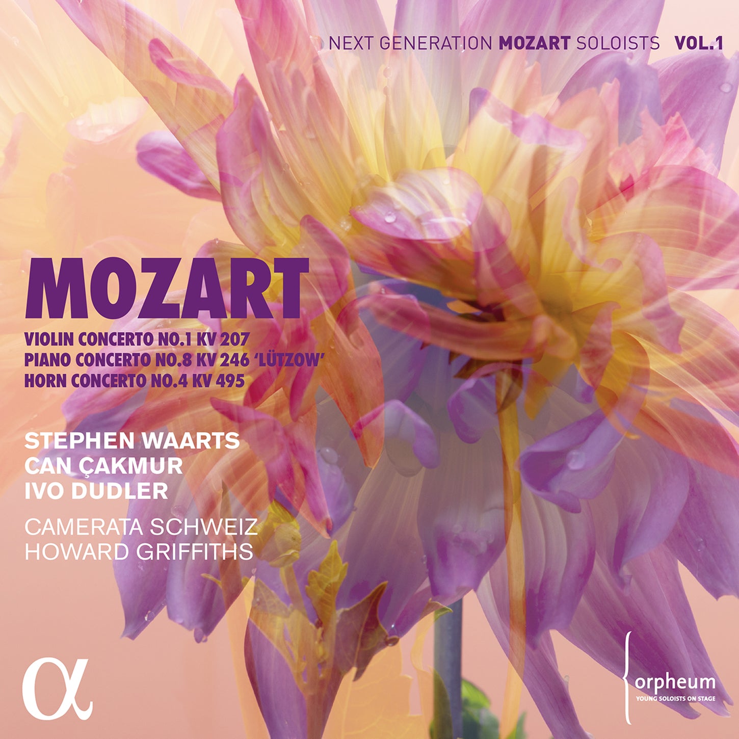Mozart: Violin Concerto No. 1, KV. 207; Piano Concerto No. 8, KV. 246 "Lutzow"; Horn Concerto No. 4, KV. 495 / Waarts, Çakmur, Dudler, Griffiths, Camerata Schweiz