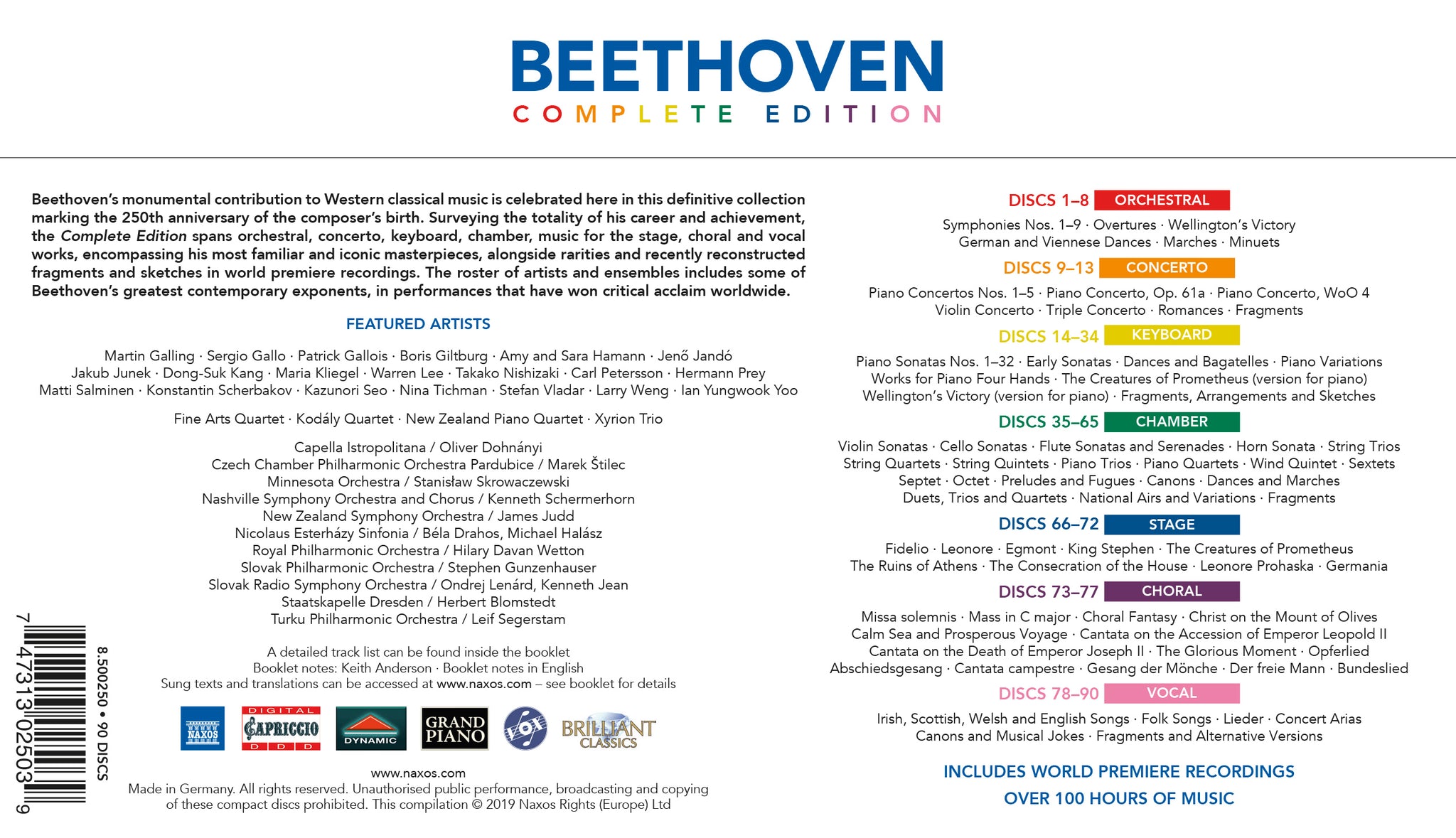 8500250　Beethoven:　Complete　Buy　Edition　Naxos:　from　ArkivMusic